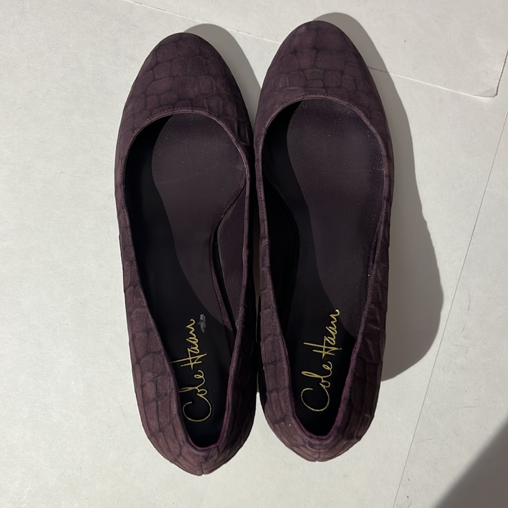 Cole Haan x Nike Air sz 8.5 shoes dark aubergine purple Lainey suede heels pumps - Picture 5 of 11